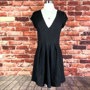 Anthropologie Open Back Textured Skater Dress, M